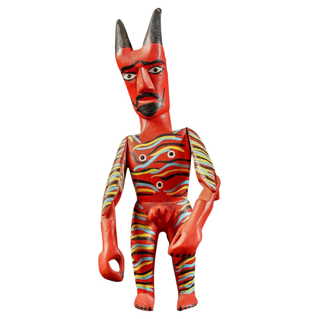 Diablo Fálico  Alebrije contemporain articulé de Oaxaca en vente