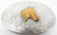 Diablo Sterling Silver with Brass Horse Head Belt Buckle