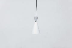 'Diablo' Style White and Light Gray Enameled Metal Pendant Lamp