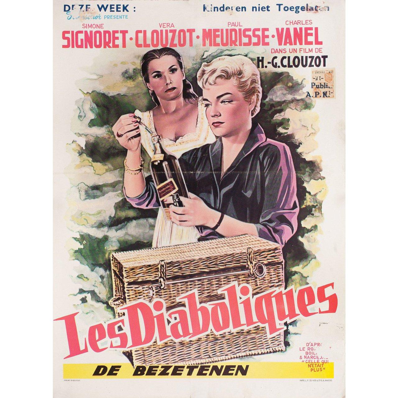 Original 1955 Belgian poster for. Very good-fine condition, folded. Many original posters were issued folded or were subsequently folded. Please note: the size is stated in inches and the actual size can vary by an inch or more.
 