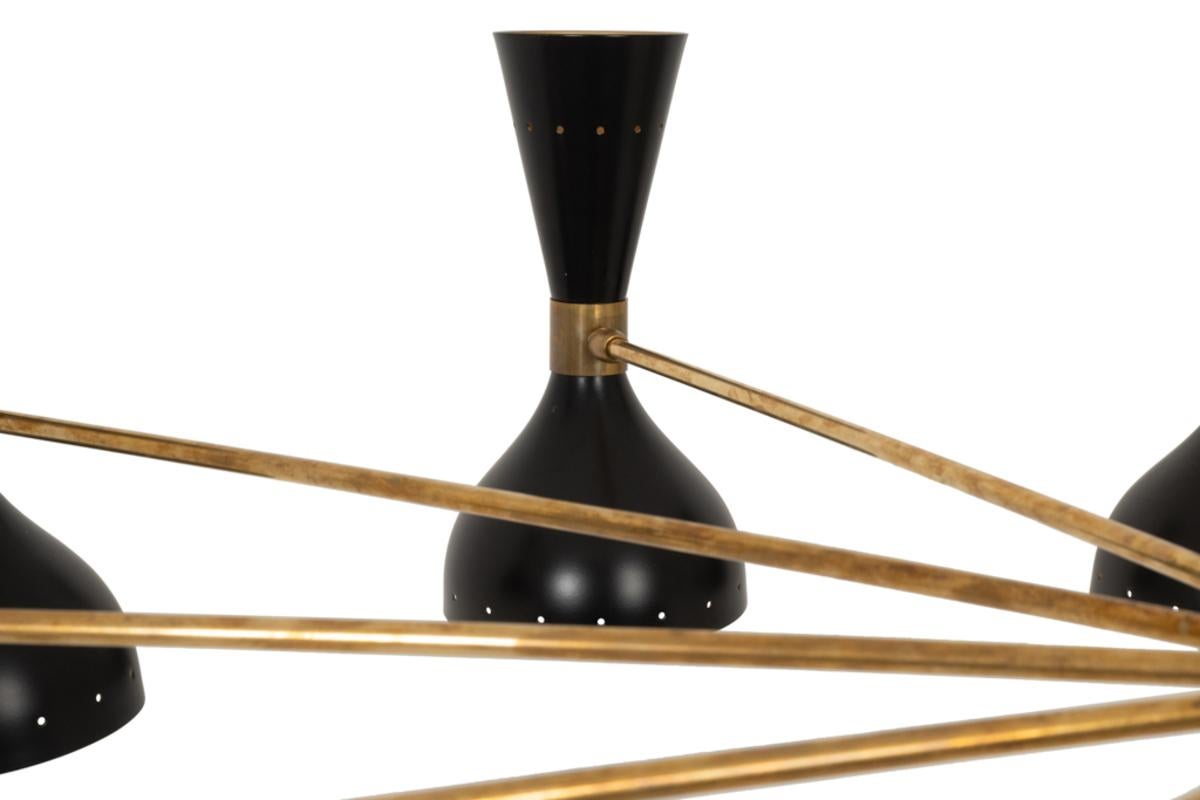 Lampadario Diabolo in ottone patinato e lacca nera. Contemporaneo. In condizioni Nuovo in vendita a Saint-Ouen, FR