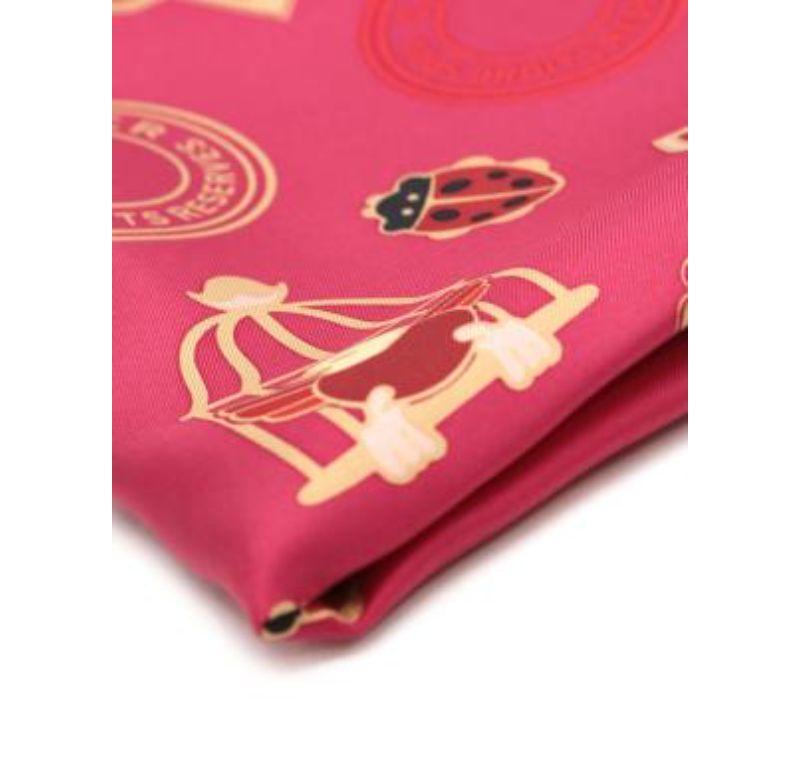 Diabolo de Cartier Motif Fuchsia Silk Scarf 90cm x 90cm For Sale 3