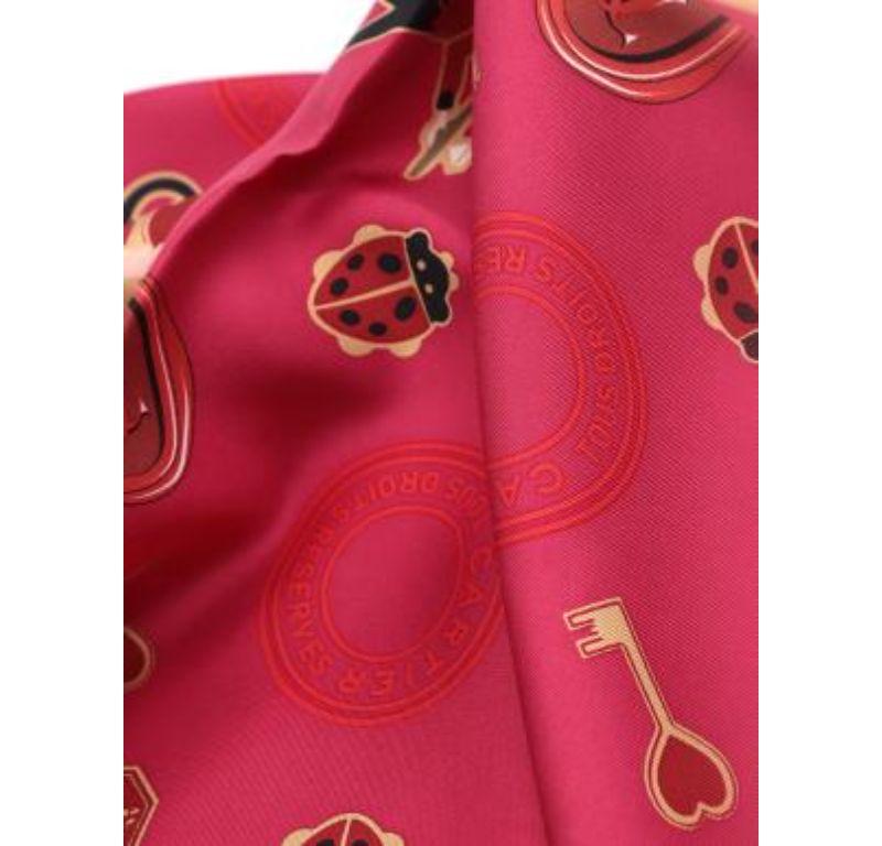 Diabolo de Cartier Motif Fuchsia Silk Scarf 90cm x 90cm For Sale 4