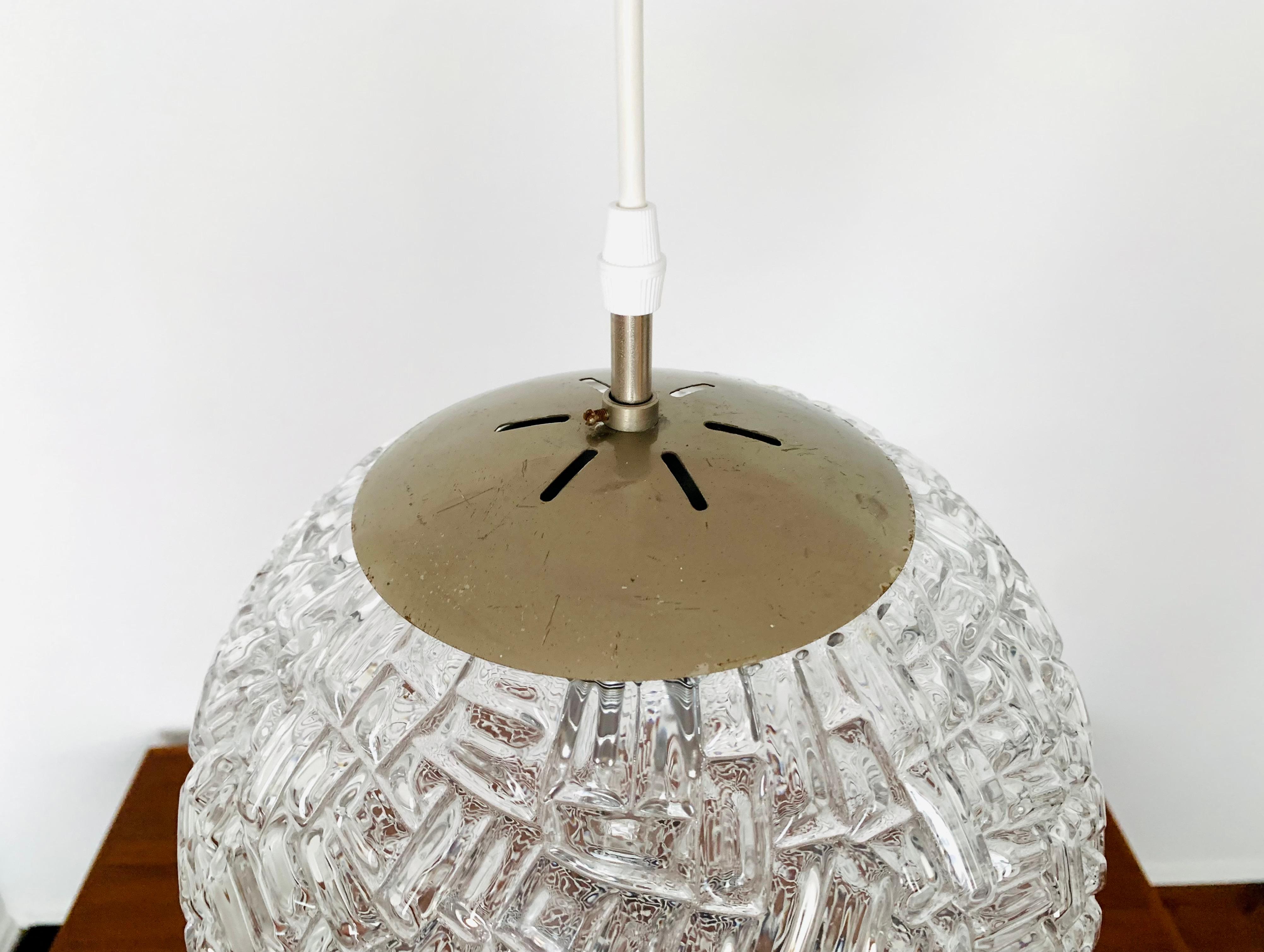 Diabolo Glass Pendant Lamp by Aloys Gangkofner for Peill and Putzler For Sale 1