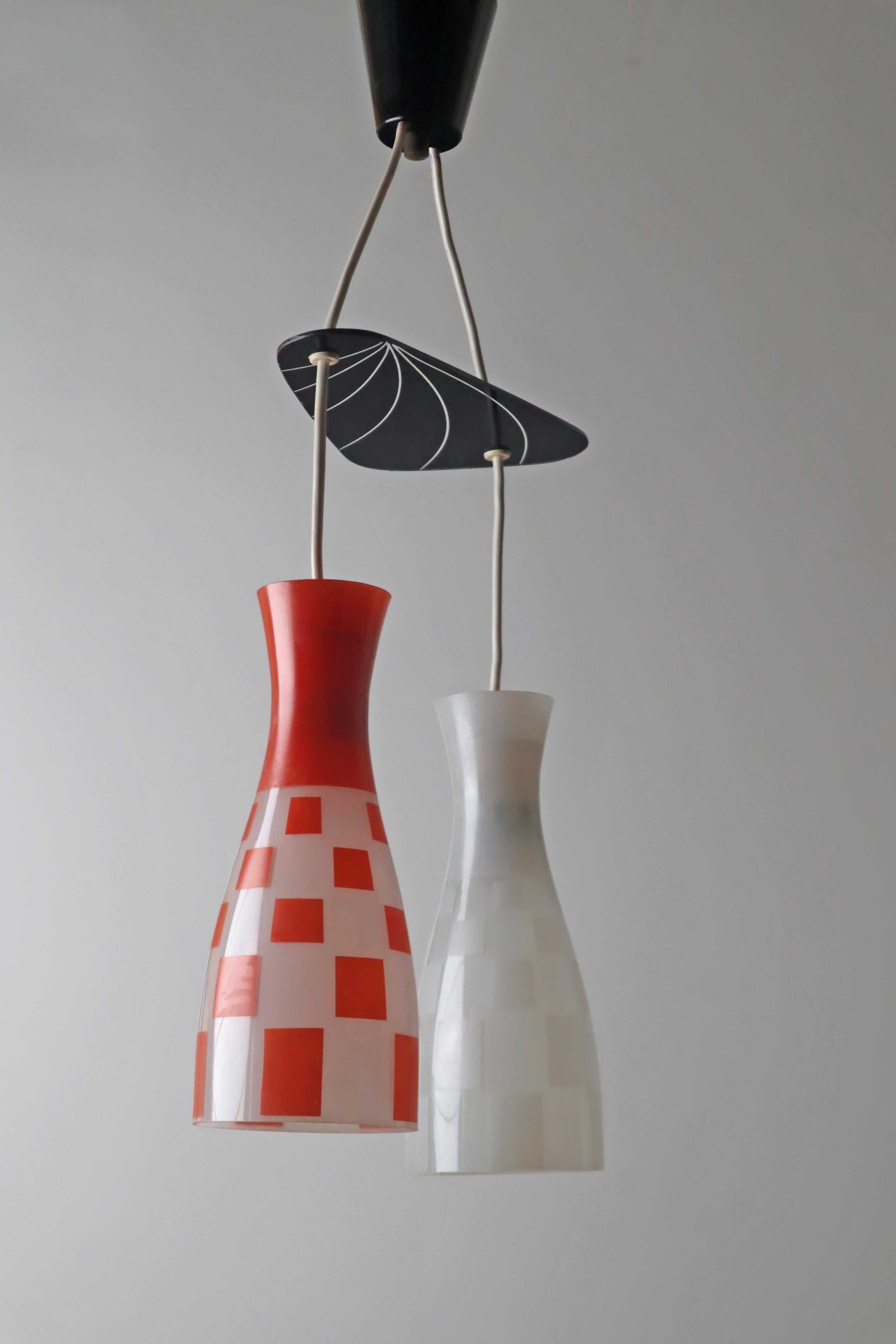 Diabolo Glass shade pendant Lamp 1950s For Sale 3