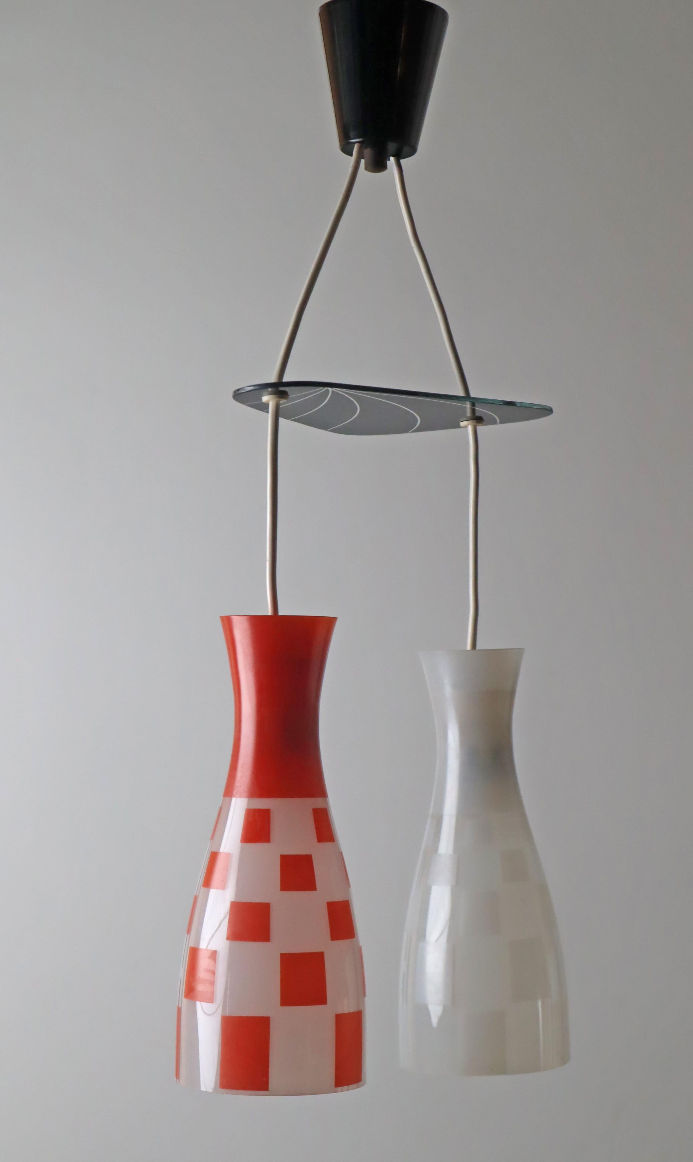 Mid-Century Modern Diabolo Glass shade pendant Lamp 1950s For Sale