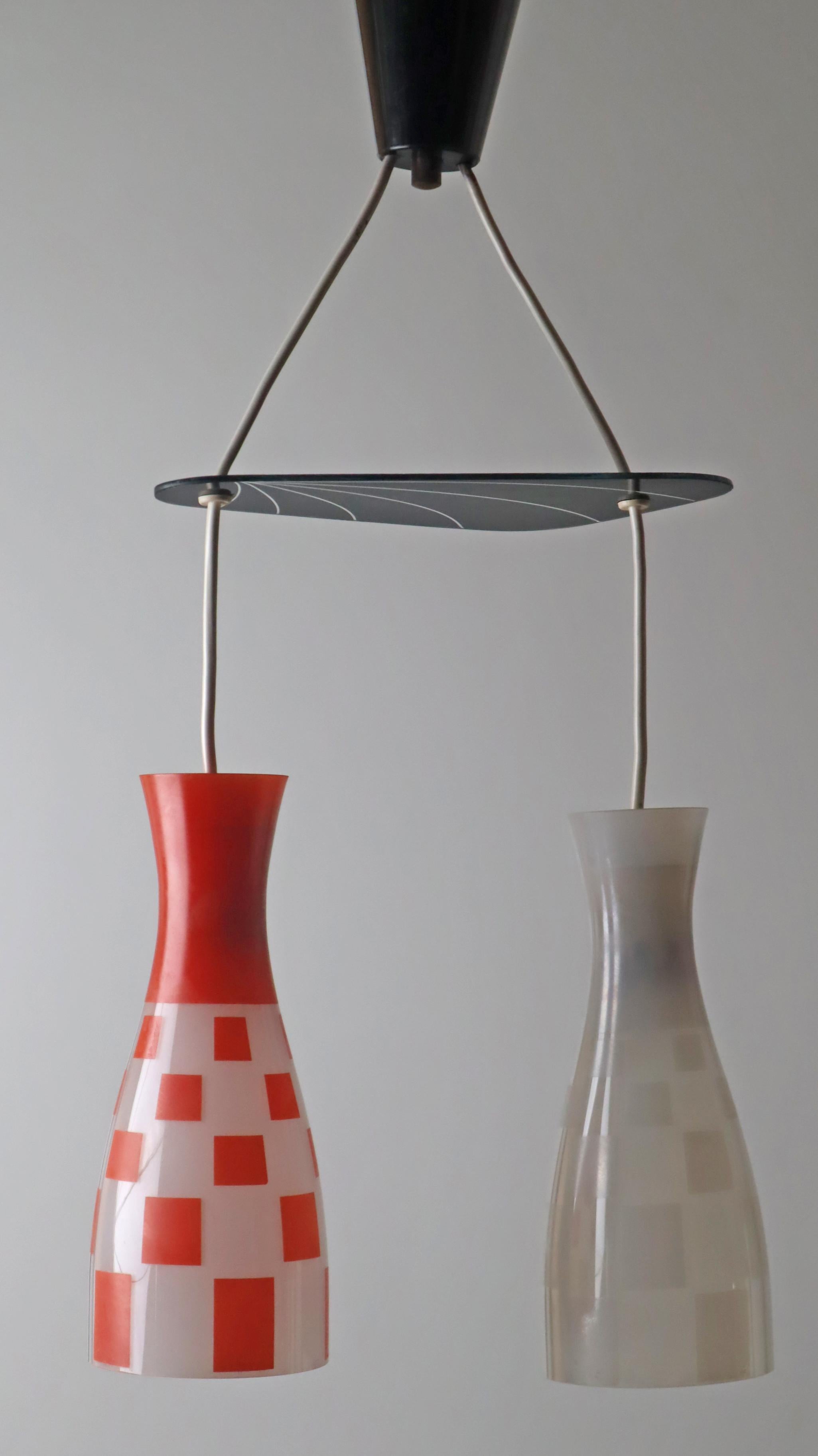 German Diabolo Glass shade pendant Lamp 1950s For Sale