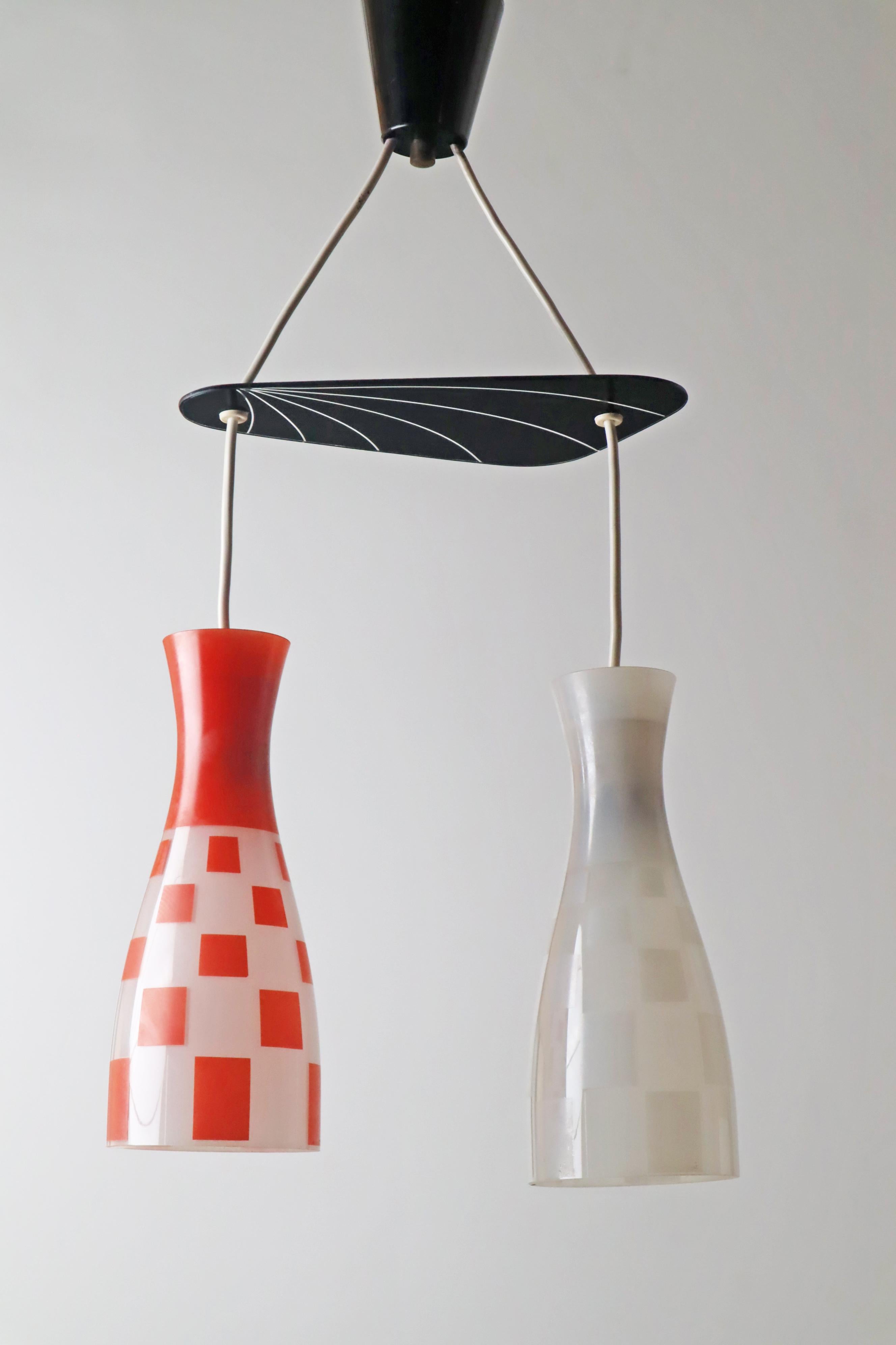 Mid-20th Century Diabolo Glass shade pendant Lamp 1950s For Sale