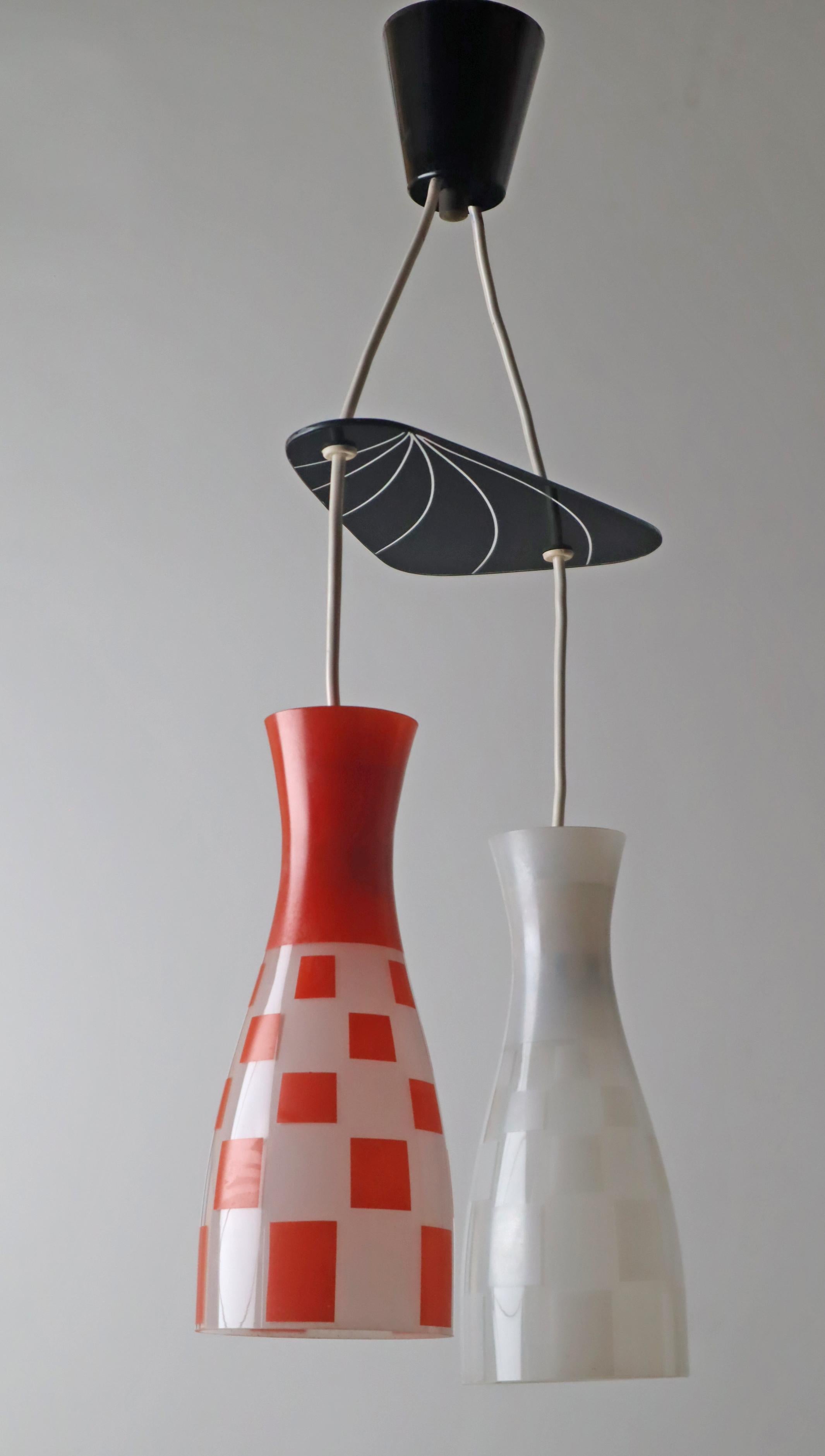 Diabolo Glass shade pendant Lamp 1950s For Sale 2