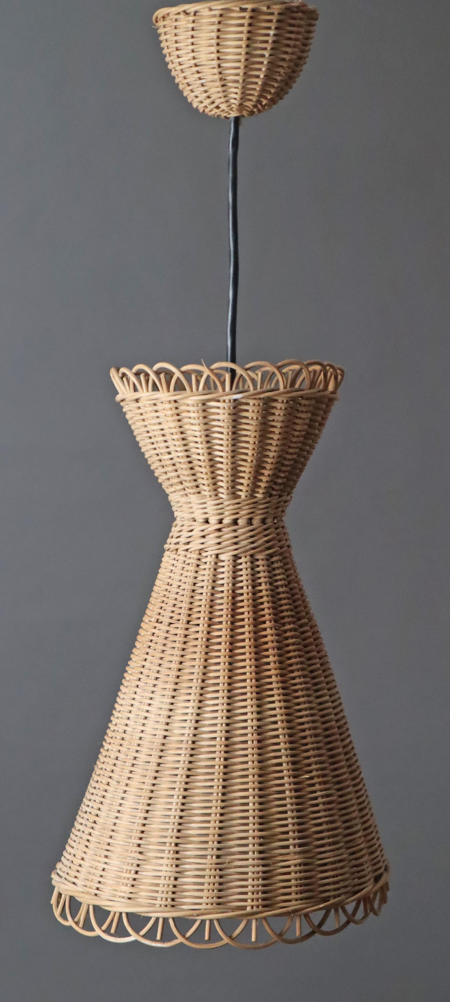 Lámpara colgante Diabolo Kiwi Boho Basket al estilo de J.T. Kalmar , años 50 en venta 8