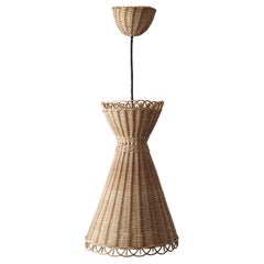 Diabolo Kiwi Boho Basket Hanging Lamp in the style of J. T. Kalmar , 1950s