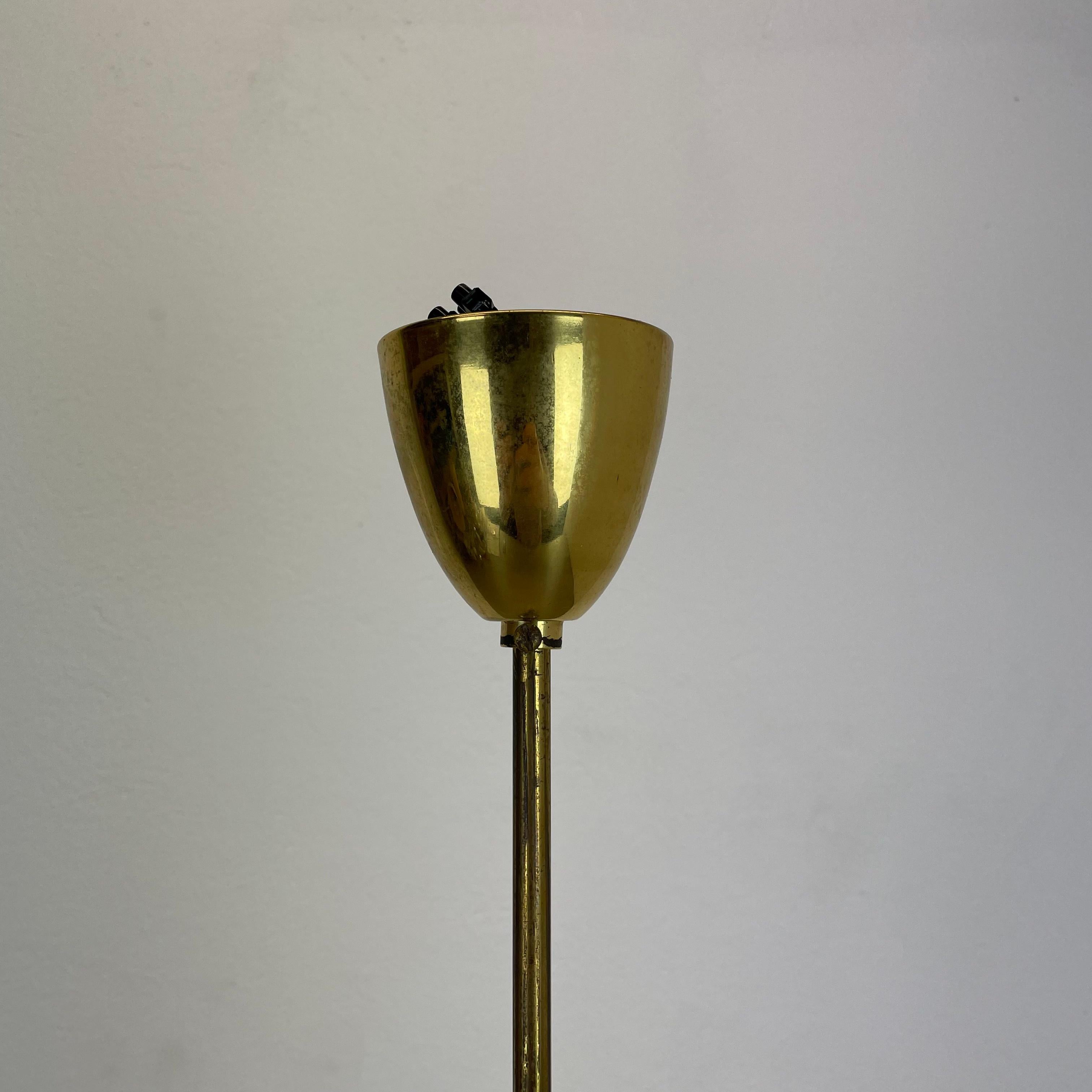 Diabolo Midcentury Stilnovo Style Brass and Metal Tube Hanging Light, Italy 1950 For Sale 4