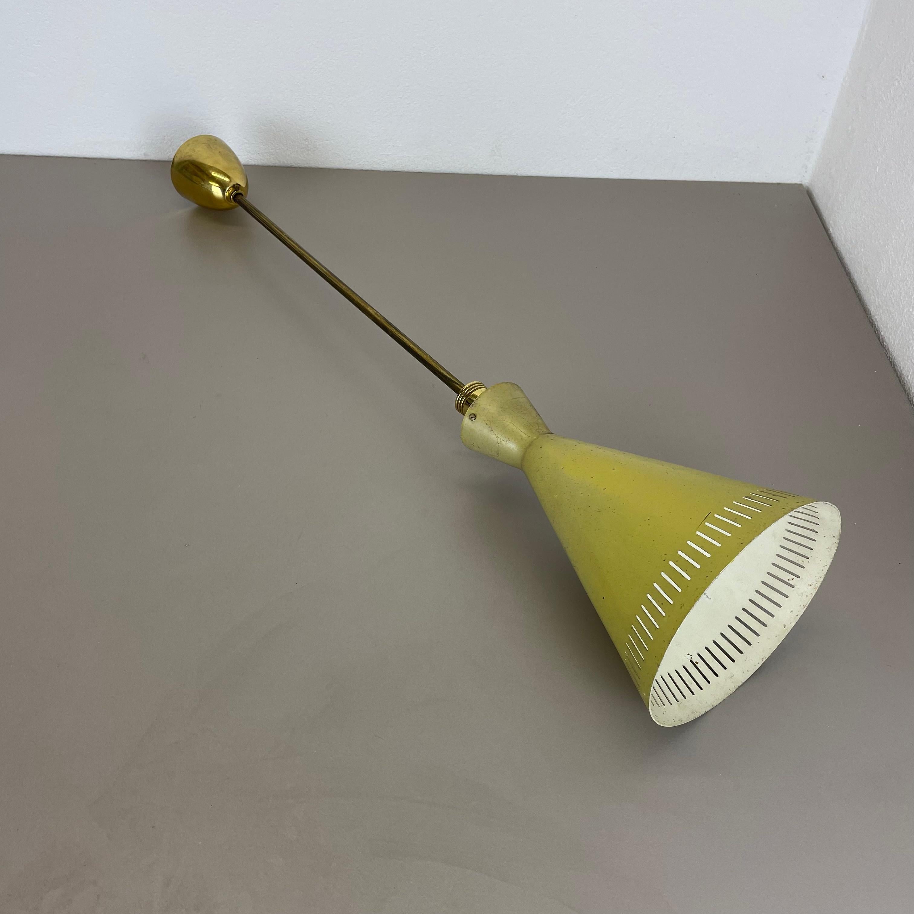 Diabolo Midcentury Stilnovo Style Brass and Metal Tube Hanging Light, Italy 1950 For Sale 13