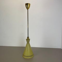 Diabolo Midcentury Stilnovo Style Brass and Metal Tube Hanging Light, Italy 1950