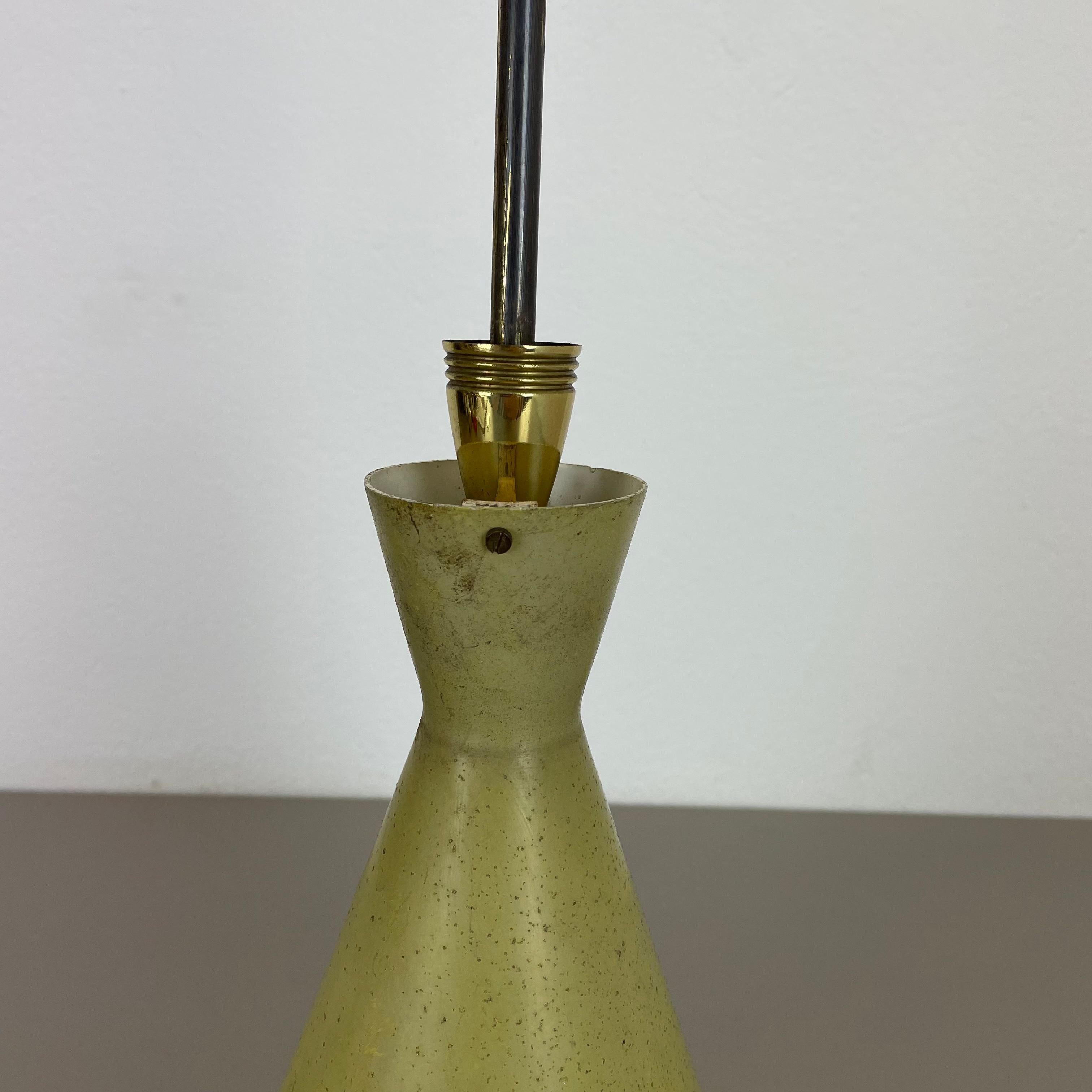 Italian Diabolo Midcentury Stilnovo Style Brass and Metal Tube Hanging Light, Italy 1950 For Sale