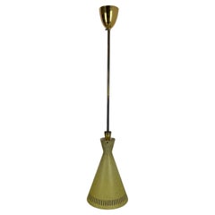 Diabolo Midcentury Stilnovo Style Brass and Metal Tube Hanging Light, Italy 1950