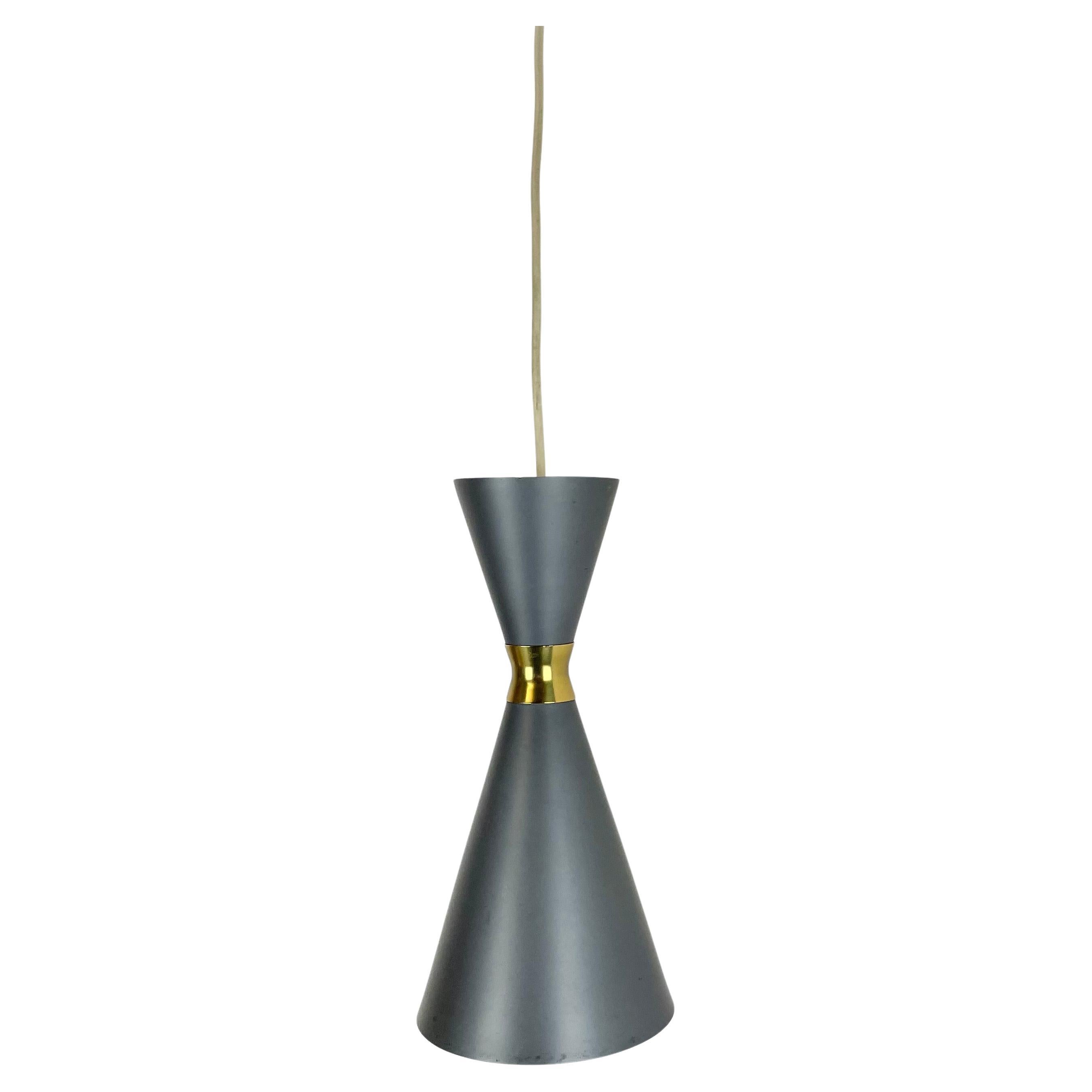 Diabolo Stilnovo Style grey Metal Hanging Light by BAG TURGI, Switzerland 1950