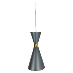 Diabolo Stilnovo Style grey Metal Hanging Light by BAG TURGI, Switzerland 1950