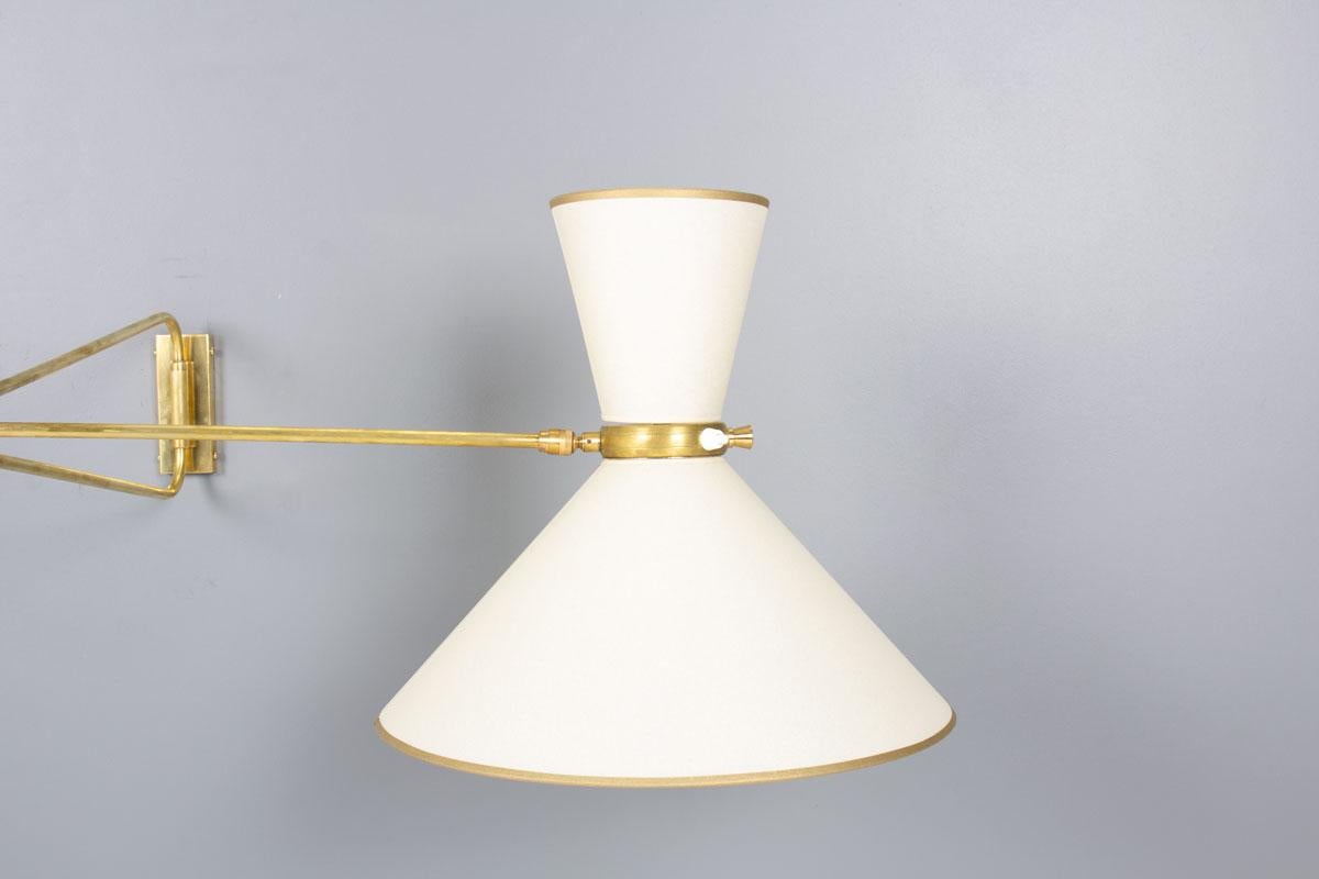 Lampada da parete Diabolo in ottone e metallo di Lunel, Francia, anni '50 in vendita 2