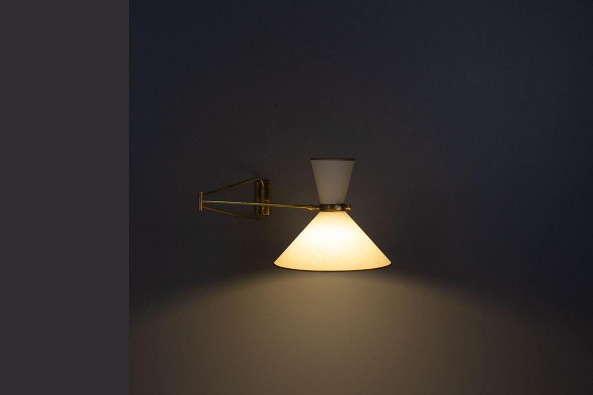 Lampada da parete Diabolo in ottone e metallo di Lunel, Francia, anni '50 in vendita 4