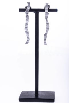 Contemporary 999 Silver Dangle Earrings by Anne Chedeau, France