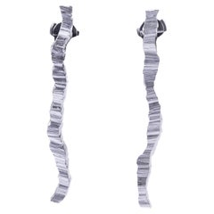 Contemporary 999 Silver Dangle Earrings by Anne Chedeau, France