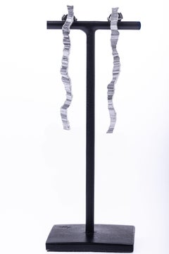 Contemporary 999 Silver Dangle Earrings by Anne Chedeau, France
