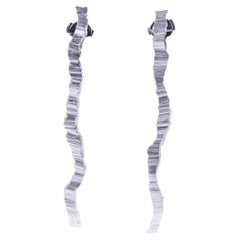 Contemporary 999 Silver Dangle Earrings by Anne Chedeau, France