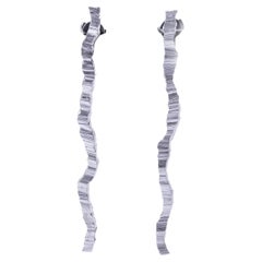 Contemporary 999 Silver Dangle Earrings by Anne Chedeau, France