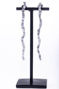Contemporary 999 Silver Dangle Earrings by Anne Chedeau, France