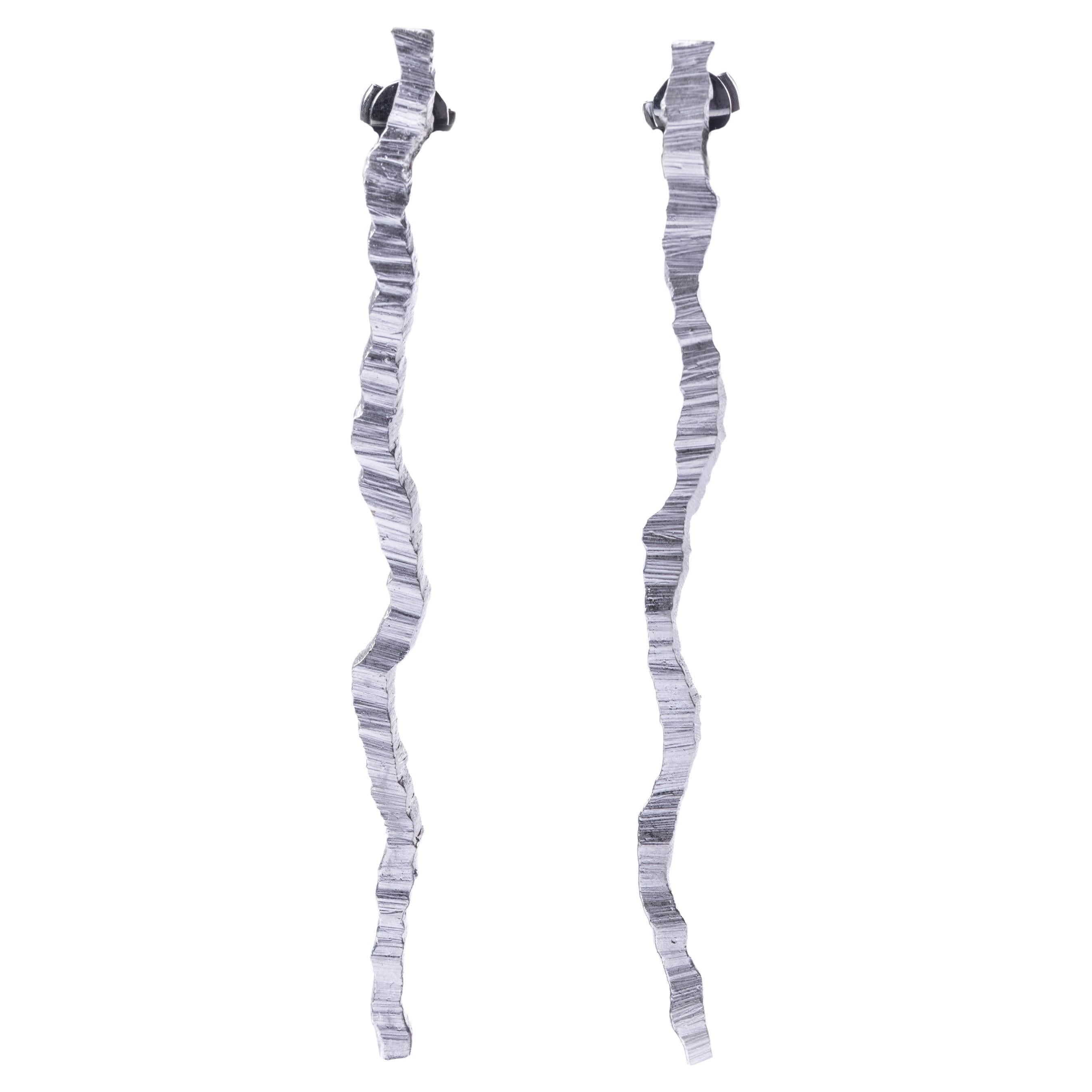 Contemporary 999 Silver Dangle Earrings by Anne Chedeau, France For Sale