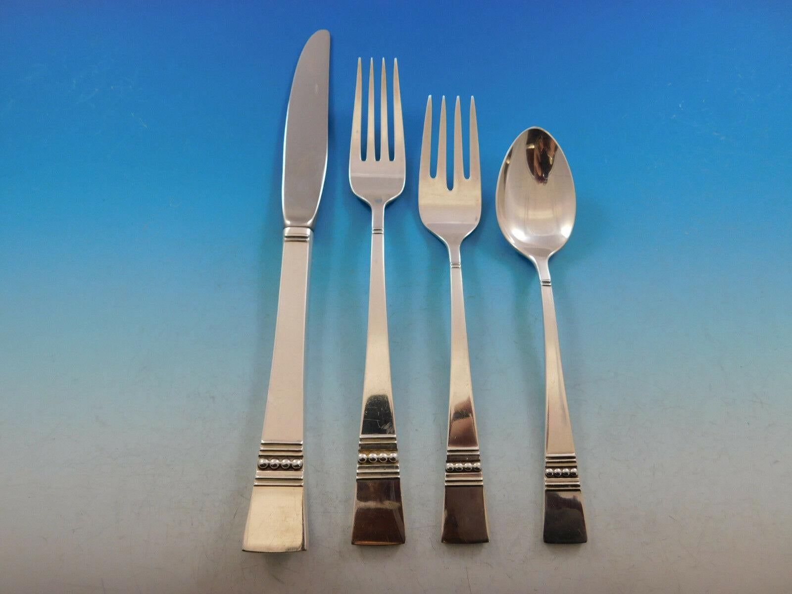 Mid-Century Modern Diadem by Reed and Barton Sterling Silver Flatware Set for 12 Service 75 Pieces