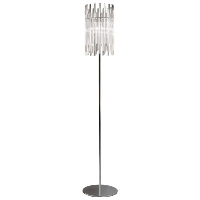 En vente : Gray (Glossy Chrome) Lampadaire Diadema en cristal de Vistosi