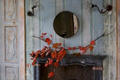 "Diafani" brass adjustable wall mirror, handcrafted with antique silver finish.