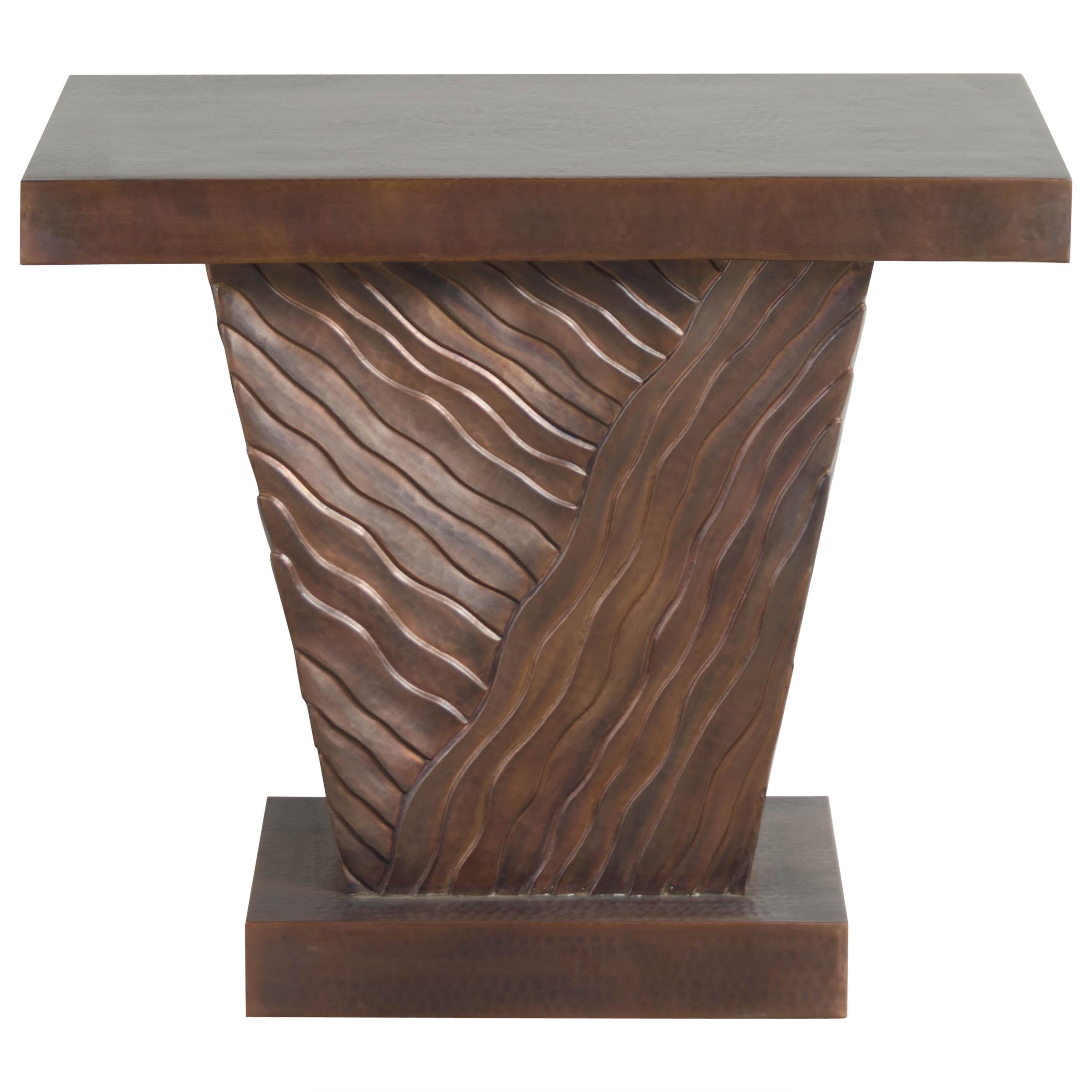 Table d'appoint cascade diagonale, cuivre antique par Robert Kuo, repoussé à la main