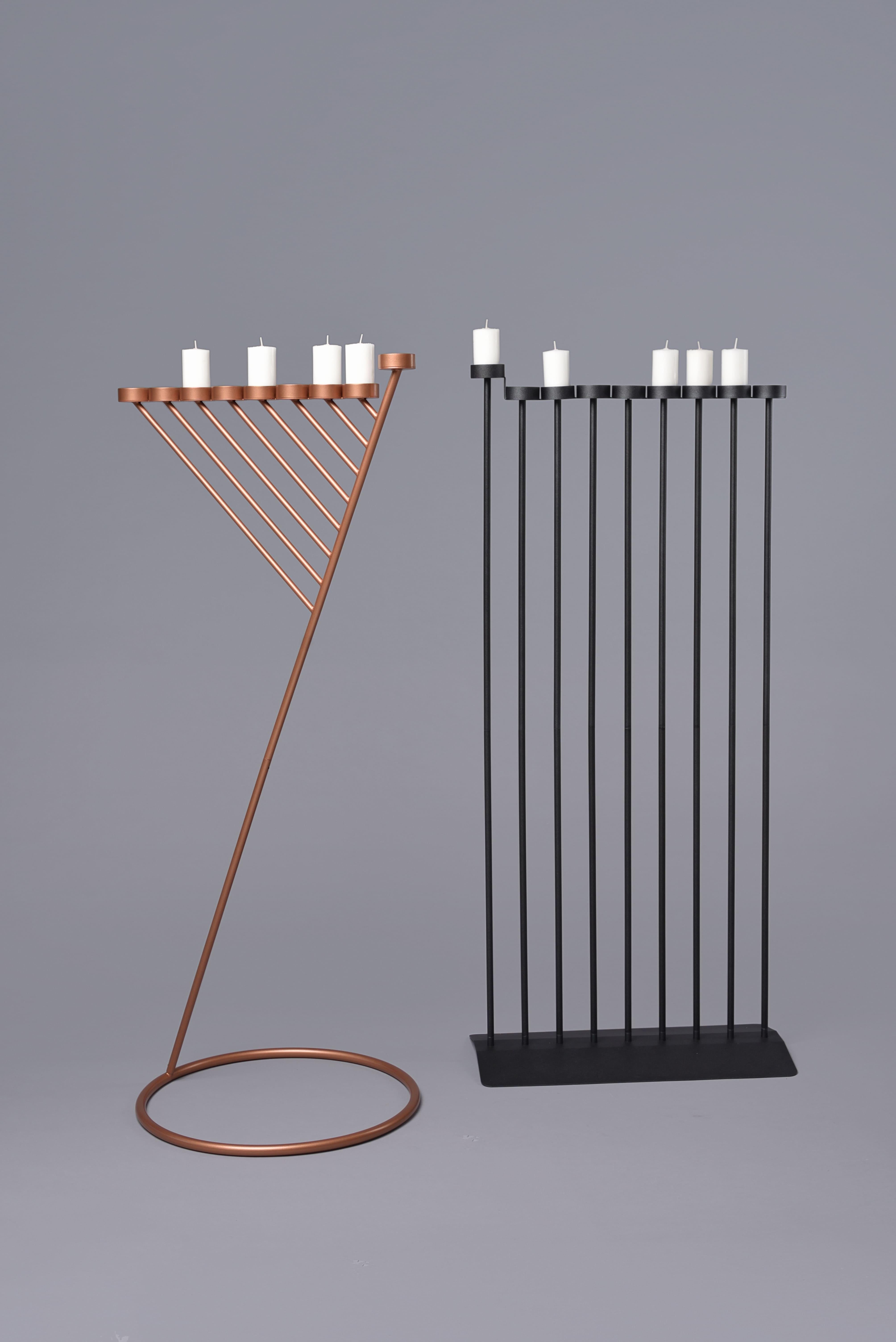 Powder-Coated DIAGONAL candleholde 130cm, minimalistic Hanukkah menorah by Ivan Voitovych For Sale