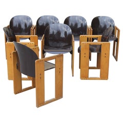"Dialogo" Brown Chairs by Tobia Scarpa for B&B, Italy, 70s