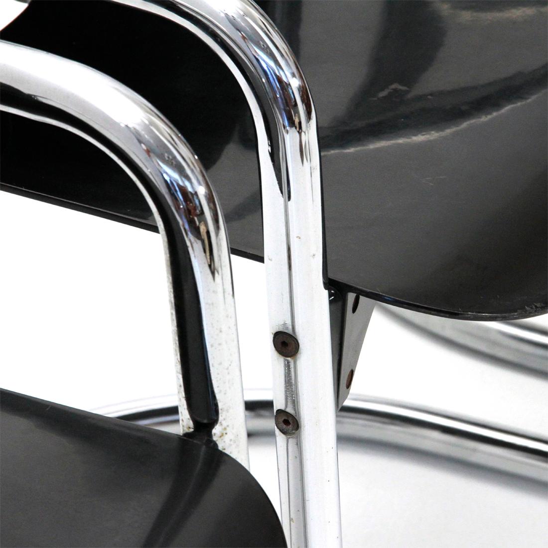 Dialogo Chromed Dining Chair by Tobia Scarpa for B&B Italia, 1970s, Set of Five 3