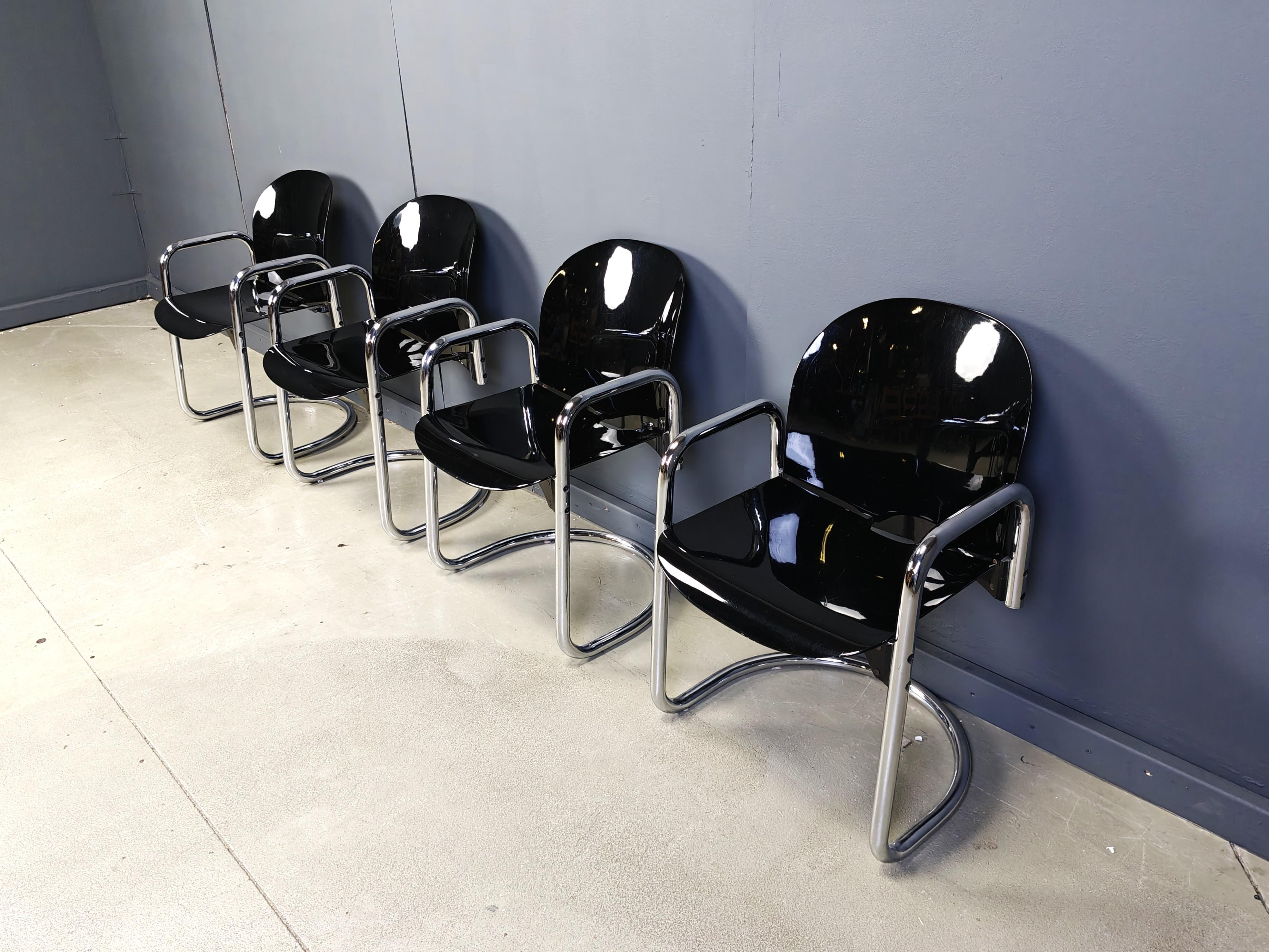 Cromo Dialogo dining chairs by Tobia Scarpa, 1970s - set of 4 in vendita