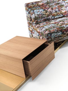 Modulares DIALOGO-Sofa – drehbare Sitze, Holztisch und Messingfuß von Storagemilano