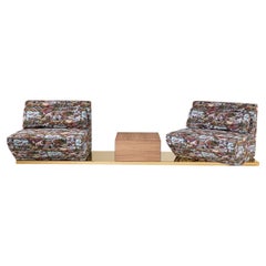 DIALOGO Modular Sofa - Swivel Seats, Wooden Table & Brass Base by Storagemilano