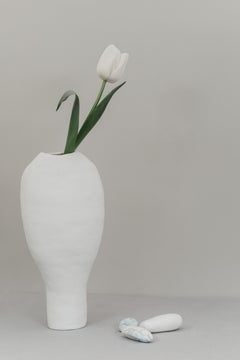 DIALOGUE 1 vaso, vaso in porcellana organica moderna fatto a mano, bianco
