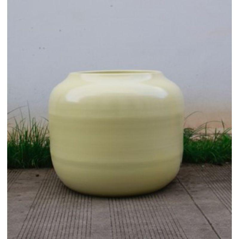 Glazed Dialogue Large Planter with Green Glaze by WL Ceramics For Sale