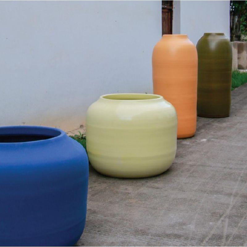 Modern Dialogue Large Planter with Orange Glaze by WL Ceramics For Sale