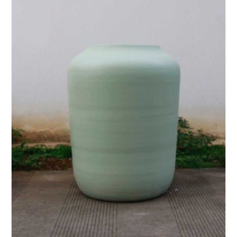 Modern Dialogue Medium Planter with Green Glaze by Wl Ceramics For Sale