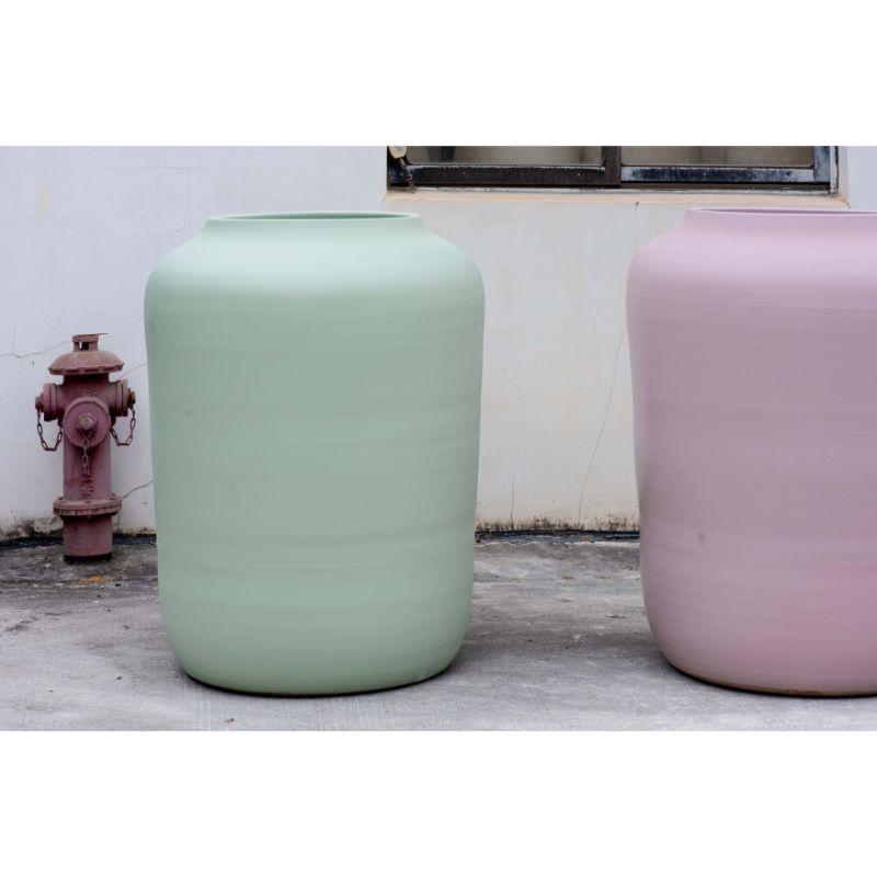 Glazed Dialogue Medium Planter with Green Glaze by Wl Ceramics For Sale