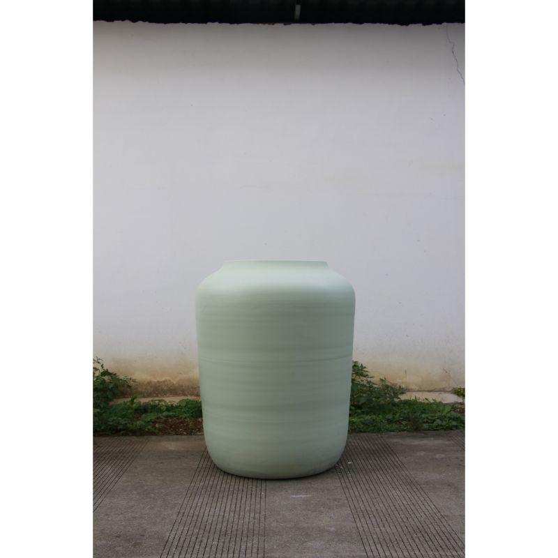 Porcelain Dialogue Small Planter with Matte Blue Glaze by WL Ceramics For Sale