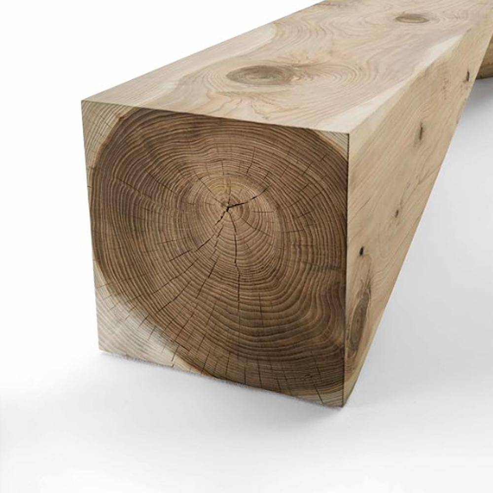 Italian Diamond Bench in Solid Cedar Wood For Sale