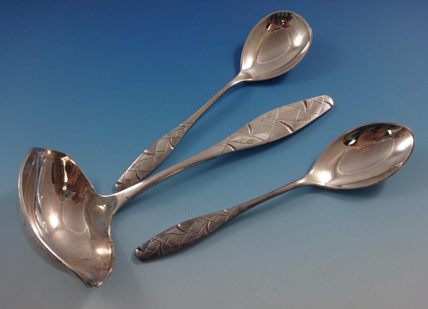 Diamant by A. Dragsted - Set di posate in argento danese 117 pezzi - unico e moderno in vendita 3