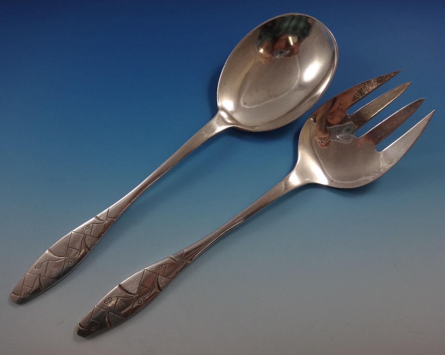 20th Century Diamant by A. Dragsted Danish Sterling Silver Flatware Set 117 Pcs Unique Modern For Sale